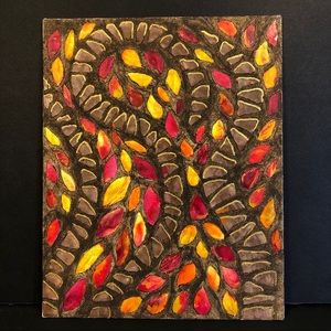 “Grasping Autumn” Original Melted Crayon Art 8”x10”